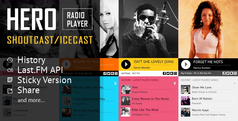 HERO – HTML5 audio player IceCast and ShoutCast Radio Player With History