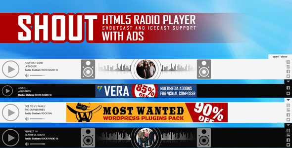 SHOUT - HTML5 Radio Player ShoutCast and IceCast Support With Ads